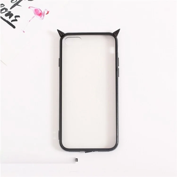 For iPhone 6 Plus Lovely Stylish Little Devil TPU + Clear Acrylic Phone Hybrid Cover - Black