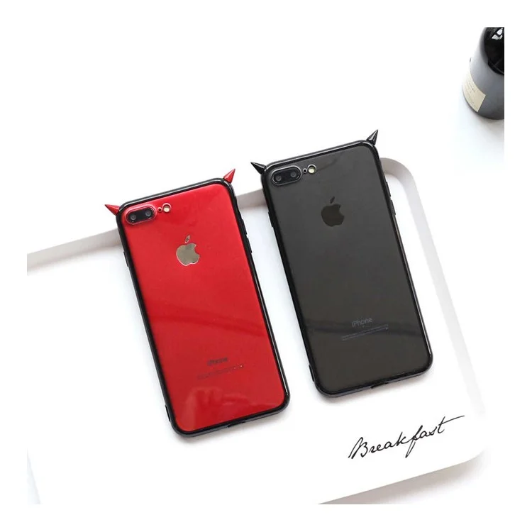 For iPhone 6 Plus Lovely Stylish Little Devil TPU + Clear Acrylic Phone Hybrid Cover - Black