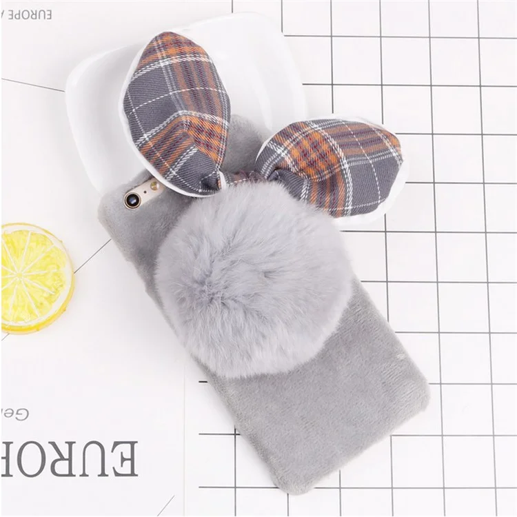 Cute Rabbit Pattern Soft Furry Silicone Back Mobile Phone Case for iPhone 6S Plus / 6 Plus 5.5 inch  - Pink