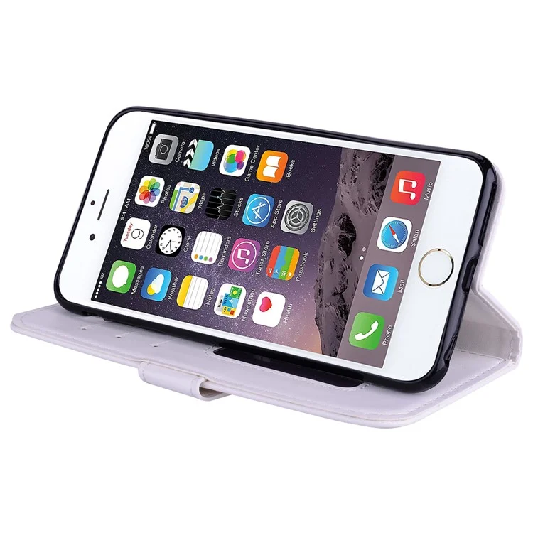 Flash Powder Unicorn Imprint Flower Leather Wallet Cover for iPhone 6/6s 4.7 inch - White
