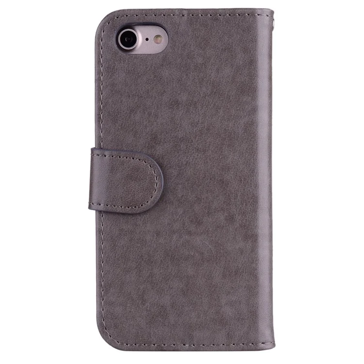Flash Powder Unicorn Imprint Flower Leather Wallet Stand Cellphone Case for iPhone 8 / 7 4.7 inch - Grey