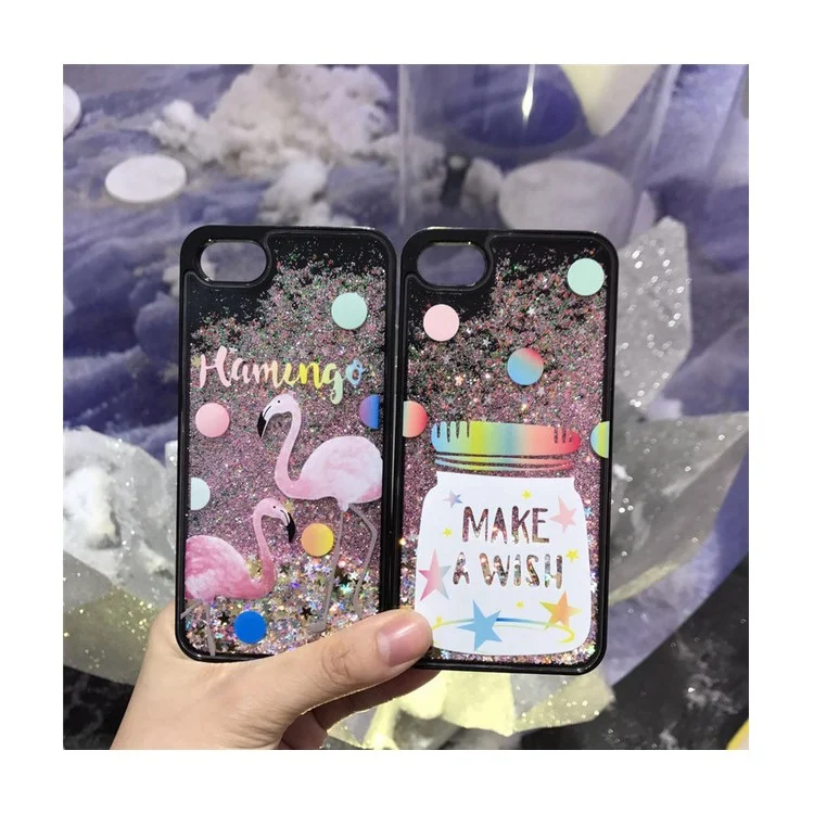 Liquid Glitter Powder Quicksand TPU Mobile Casing for iPhone 8 Plus / 7 Plus - Make A Wish