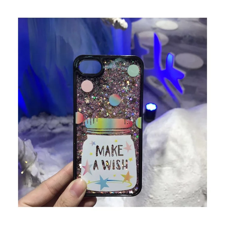 Liquid Glitter Powder Quicksand TPU Mobile Casing for iPhone 8 Plus / 7 Plus - Make A Wish