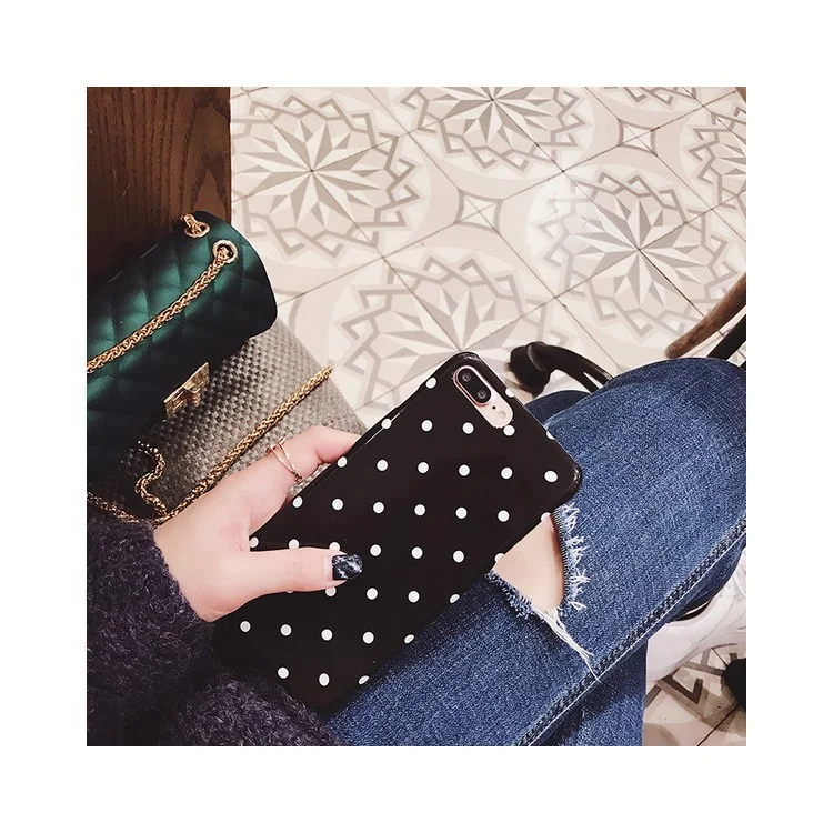Chic Polka Dots Glossy TPU Case Mobile Cover for iPhone 6s / 6 4.7 inch - Black
