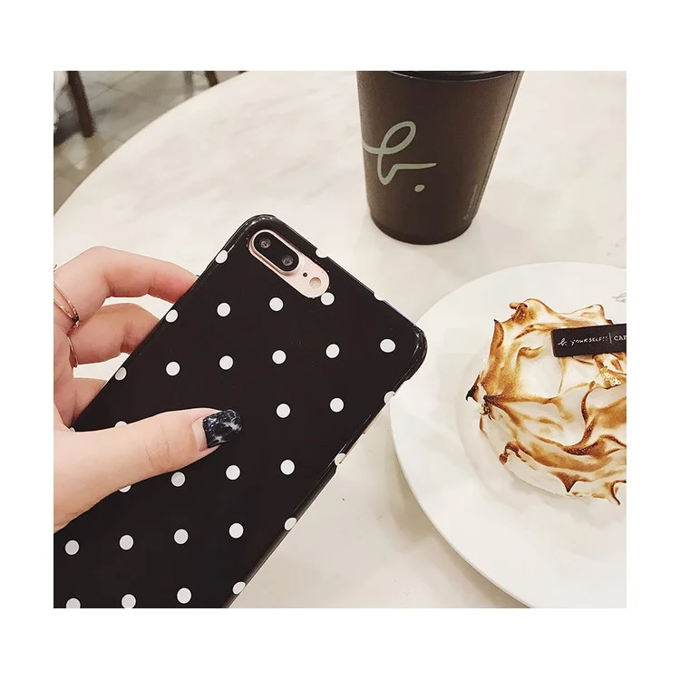 Chic Polka Dots Glossy TPU Case Mobile Cover for iPhone 6s / 6 4.7 inch - Black