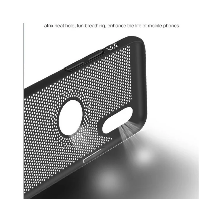 For iPhone X (10) 5.8 inch Hollow Mesh Heat Dissipation PC Hard Case - Black
