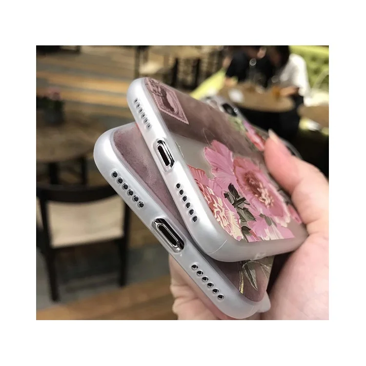 For iPhone X (Ten) Pretty Flower Embossment Relief TPU Case Cover - White Flowers