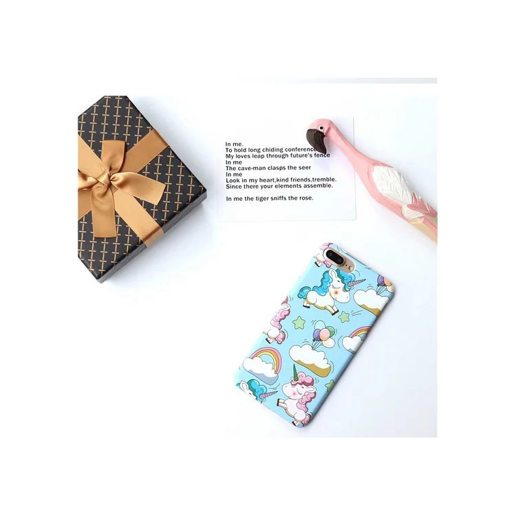 Carton Unicorn Plastic Hard Phone Cover for iPhone 8 Plus / 7 Plus - Blue