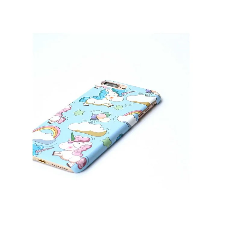 Carton Unicorn Plastic Hard Phone Cover for iPhone 8 Plus / 7 Plus - Blue