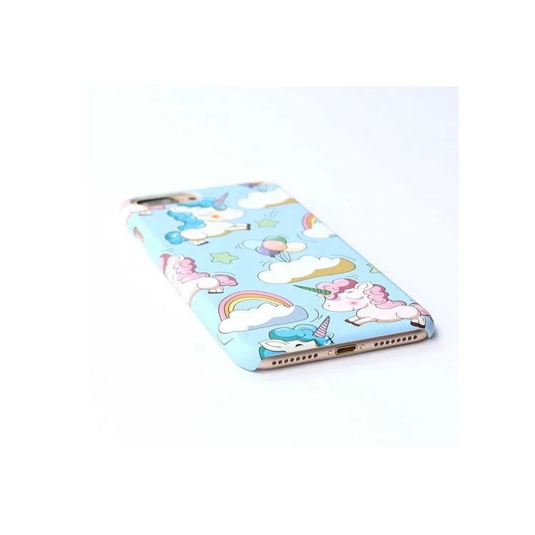 Carton Unicorn Plastic Hard Phone Cover for iPhone 8 Plus / 7 Plus - Blue