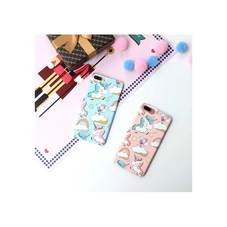Carton Unicorn Plastic Hard Phone Cover for iPhone 8 Plus / 7 Plus - Blue