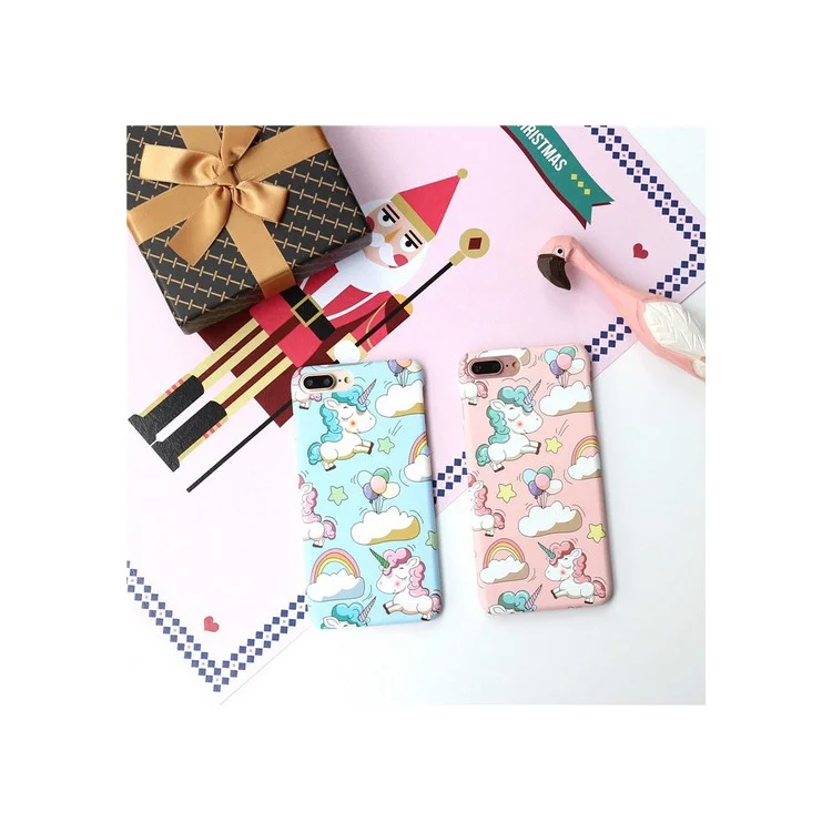 Carton Unicorn Plastic Hard Phone Cover for iPhone 8 Plus / 7 Plus - Blue