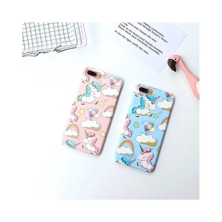 Carton Unicorn Plastic Hard Phone Cover for iPhone 8 Plus / 7 Plus - Blue