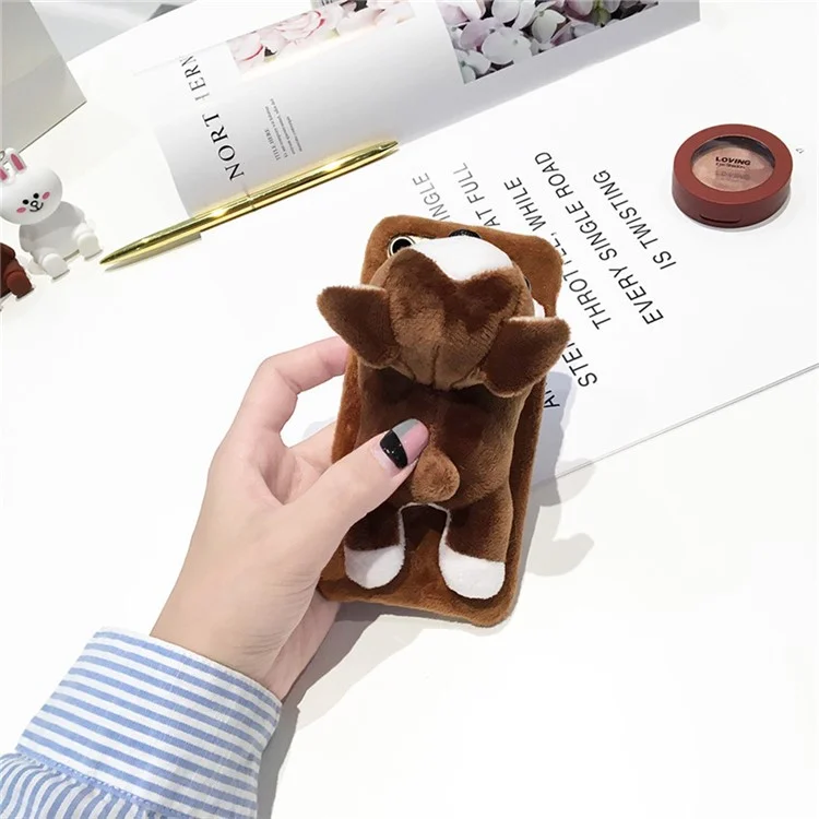 Cute 3D Plush Dog Toy Soft TPU Mobile Phone Case for iPhone 6s/6 - Brown Bulldog