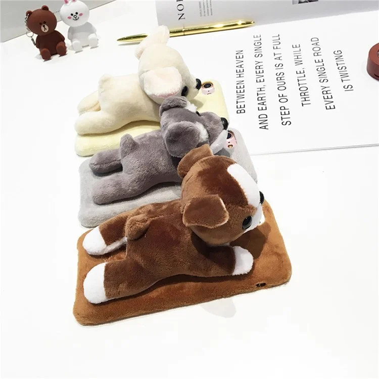 Cute 3D Plush Dog Toy Soft TPU Mobile Phone Case for iPhone 6s/6 - Brown Bulldog