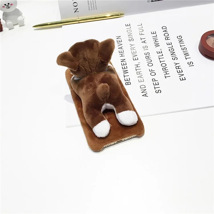 Cute 3D Plush Dog Toy Soft TPU Mobile Phone Case for iPhone 6s/6 - Brown Bulldog