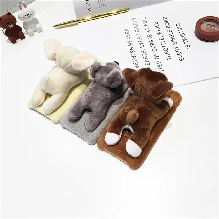 Cute 3D Plush Dog Toy Soft TPU Mobile Phone Case for iPhone 6s/6 - Brown Bulldog
