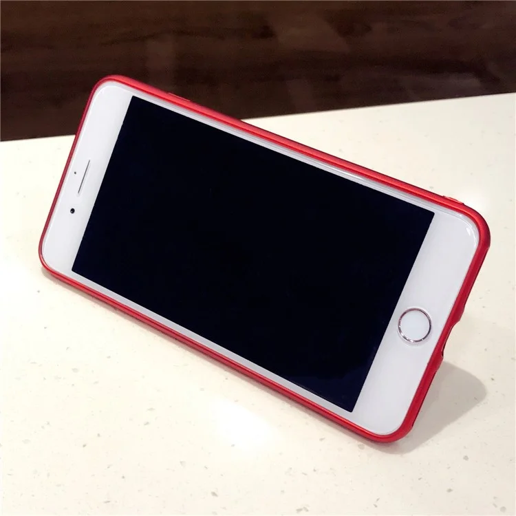 Cute Cat Patterned 3D Silicone Phone Shell with Kickstand for iPhone 6s Plus / 6 Plus 5.5 inch - Red / Grey Cat