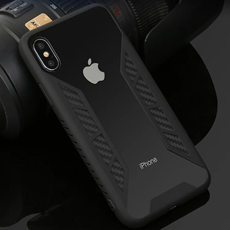 Anti-shock Flexible TPU + PC Combo Protection Phone Case for iPhone X - Black