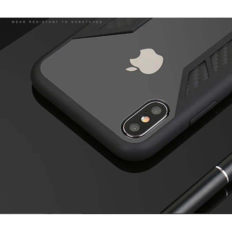 Anti-shock Flexible TPU + PC Combo Protection Phone Case for iPhone X - Black