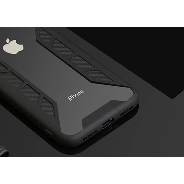 Anti-shock Flexible TPU + PC Combo Protection Phone Case for iPhone X - Black