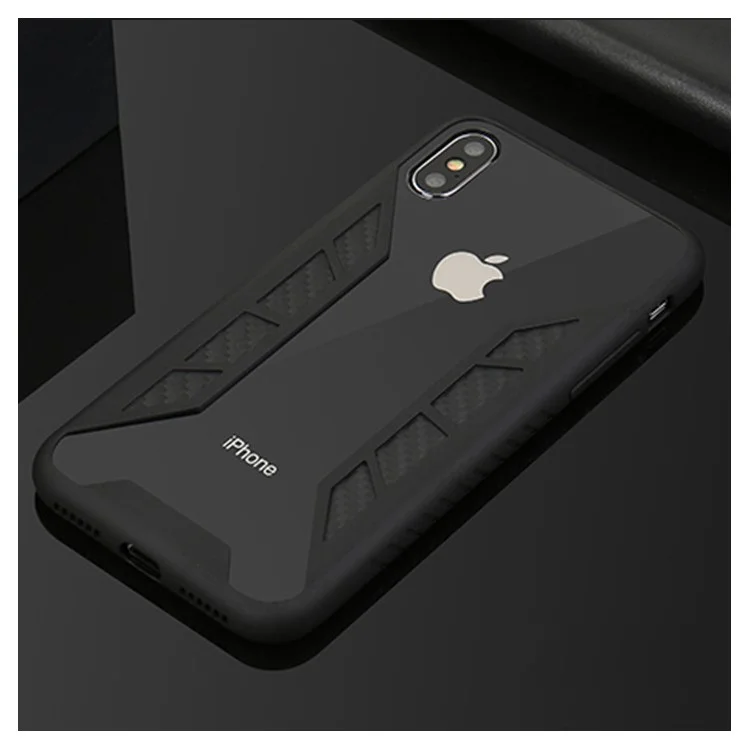 Anti-shock Flexible TPU + PC Combo Protection Phone Case for iPhone X - Black