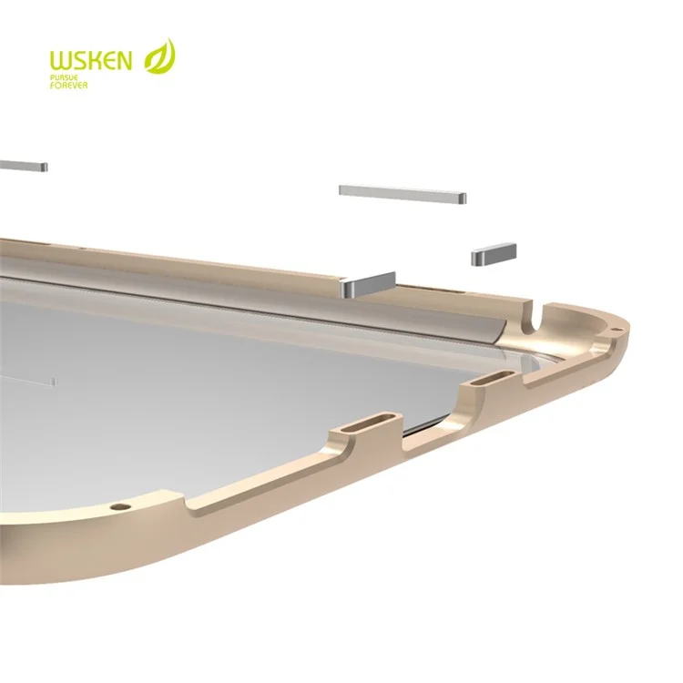 WSKEN X-Bumper Vertical Flip Magnetic Case Metal Frame Clear Back Cover for iPhone 8 Plus / 7 Plus - Gold
