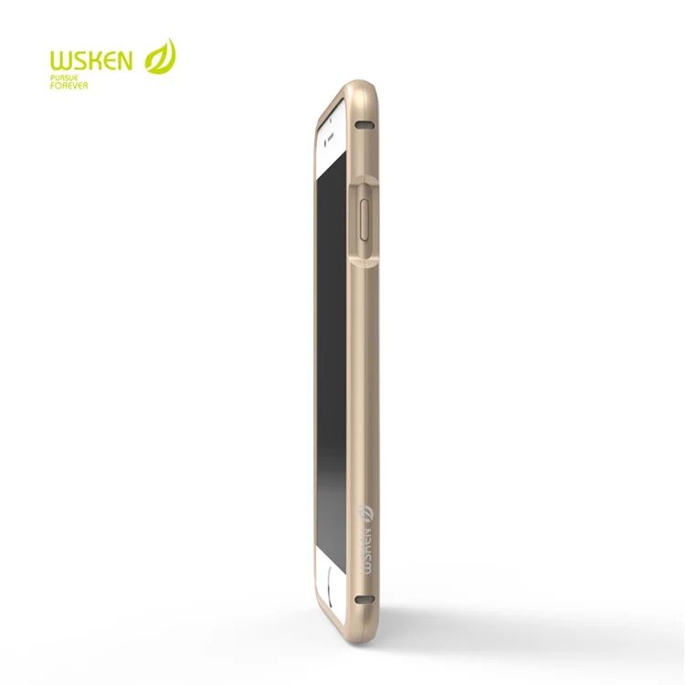 WSKEN X-Bumper Vertical Flip Magnetic Case Metal Frame Clear Back Cover for iPhone 8 Plus / 7 Plus - Gold