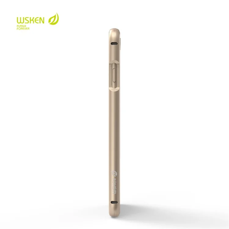 WSKEN X-Bumper Vertical Flip Magnetic Case Metal Frame Clear Back Cover for iPhone 8 Plus / 7 Plus - Gold