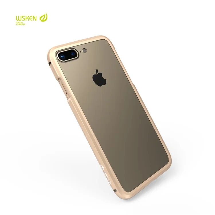 WSKEN X-Bumper Vertical Flip Magnetic Case Metal Frame Clear Back Cover for iPhone 8 Plus / 7 Plus - Gold
