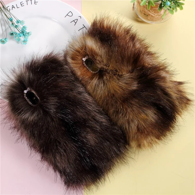 Soft Fur Coated TPU Mobile Phone Case for iPhone X / 10 - Dark Grey