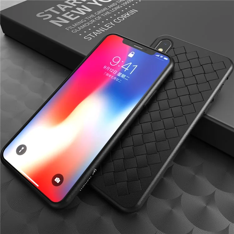 WSKEN Woven Texture Soft TPU Phone Case for iPhone X - Black
