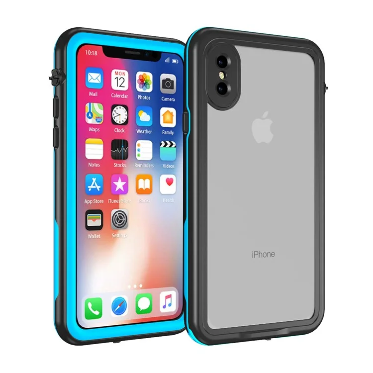 Underwater Anti-shock Hiking Climbing Waterproof TPU Case for iPhone X - Blue