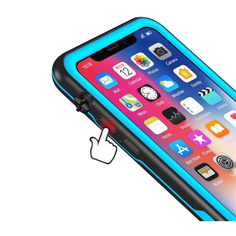 Underwater Anti-shock Hiking Climbing Waterproof TPU Case for iPhone X - Blue