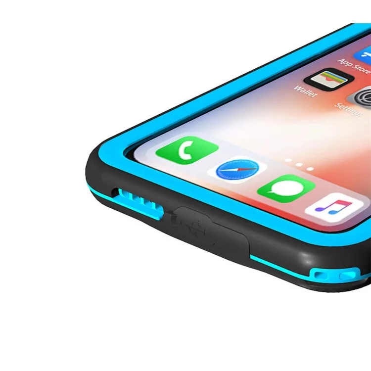 Underwater Anti-shock Hiking Climbing Waterproof TPU Case for iPhone X - Blue