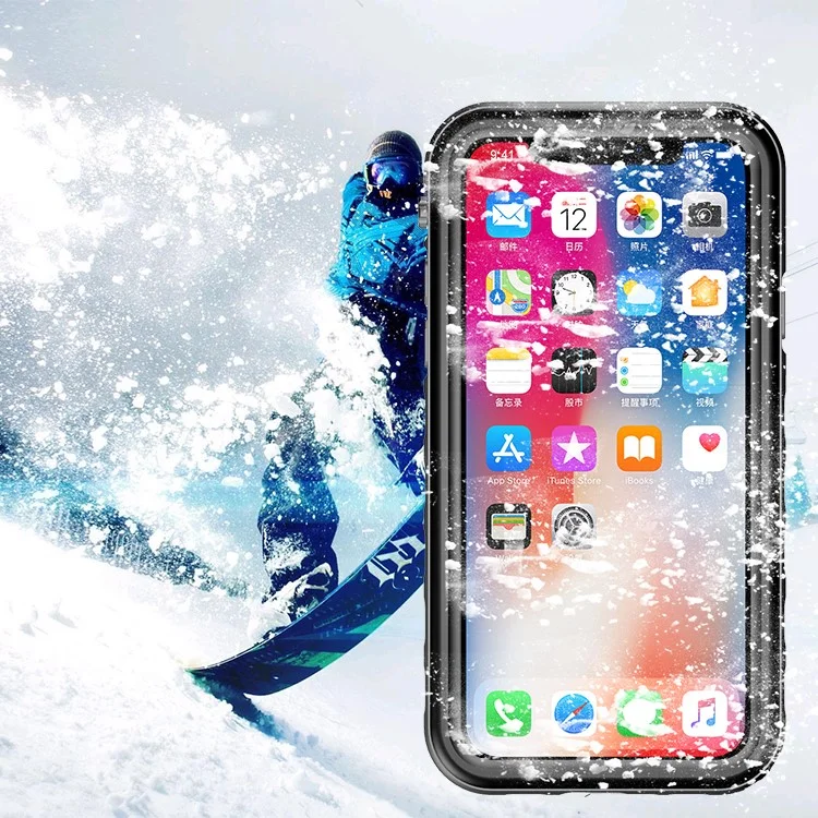 IPX68 Waterproof Snow-proof Dirt-proof Phone Case for iPhone X 5.8 inch - Black