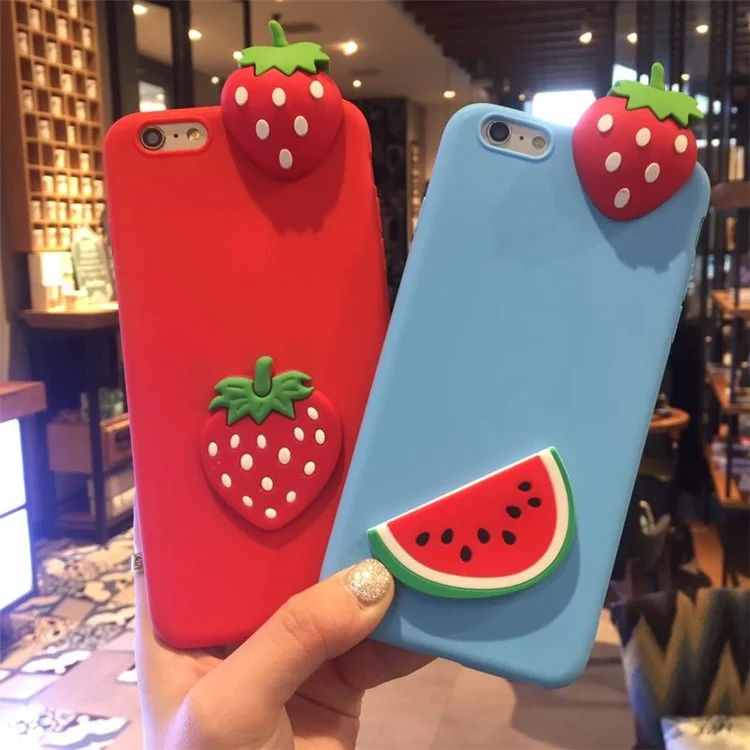 3D Fruit Pattern TPU Case for iPhone 6s 6 - Strawberry
