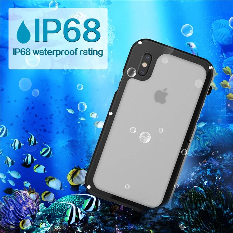 VIKING for iPhone X IP68 Waterproof Dust-proof Shock-proof Aluminum Alloy Case - Black