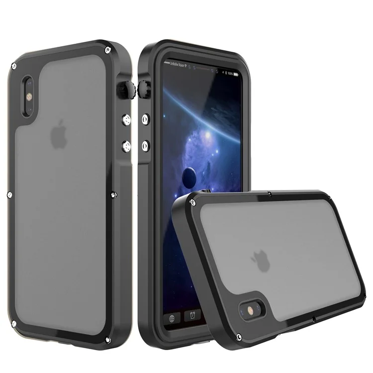 VIKING for iPhone X IP68 Waterproof Dust-proof Shock-proof Aluminum Alloy Case - Black