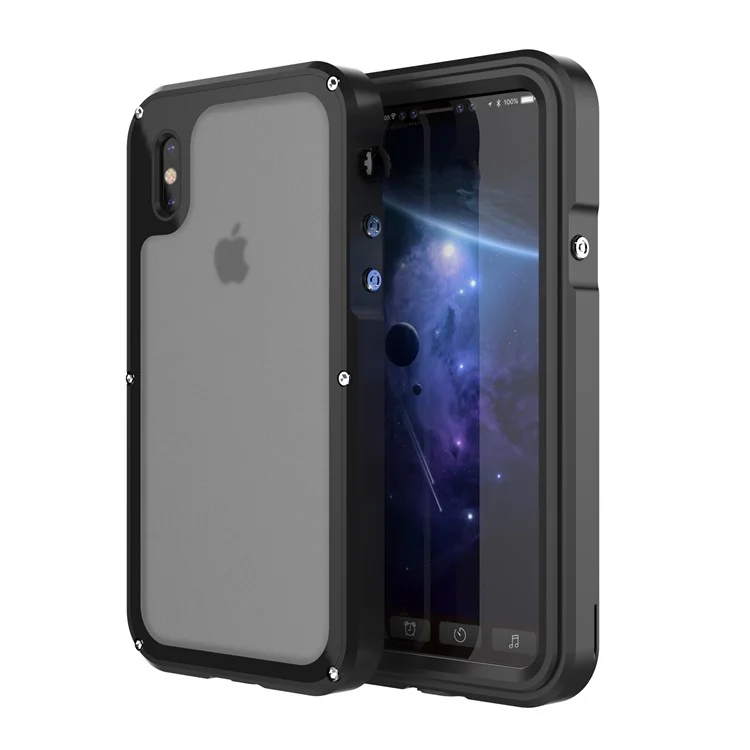 VIKING for iPhone X IP68 Waterproof Dust-proof Shock-proof Aluminum Alloy Case - Black