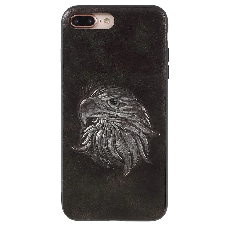KELOE Embossed Eagle Head Pattern Hybrid Mobile Casing for iPhone 8 Plus / 7 Plus 5.5 inch (PC + TPU + PU Leather) - Silver