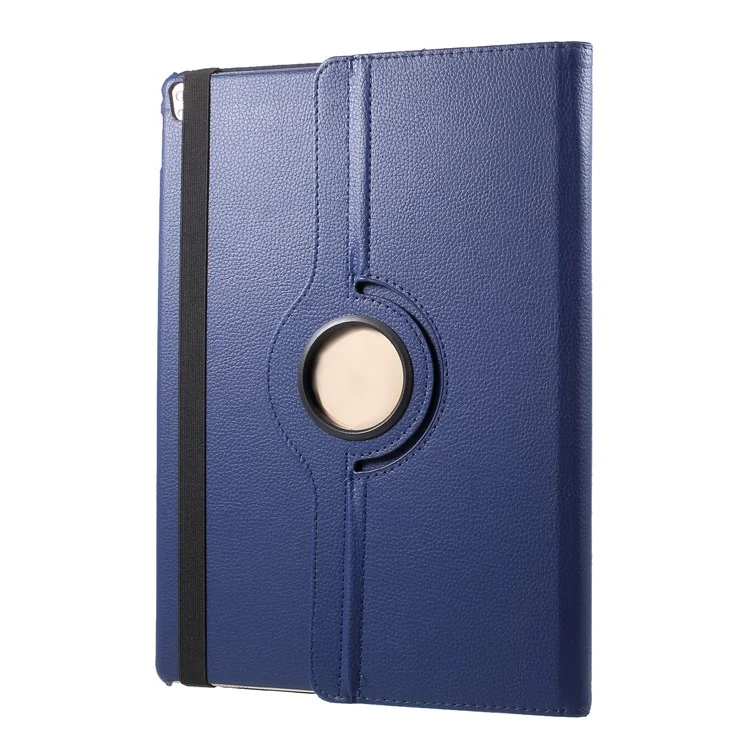 Litchi Grain 360 Swivel Smart Stand Leather Tablet Case for iPad 9.7-inch (2018) / 9.7-inch (2017) - Dark Blue