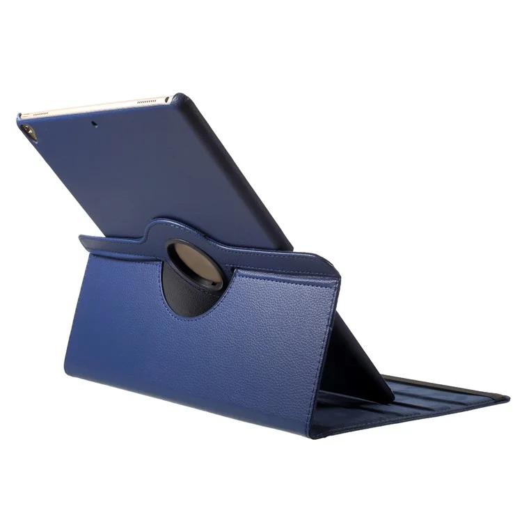 Litchi Grain 360 Swivel Smart Stand Leather Tablet Case for iPad 9.7-inch (2018) / 9.7-inch (2017) - Dark Blue
