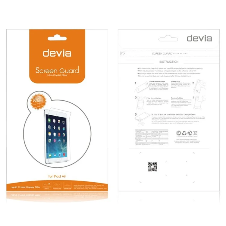 DEVIA Anti Fingerprint Screen Protector Film for iPad Pro 9.7 / Air / Air 2