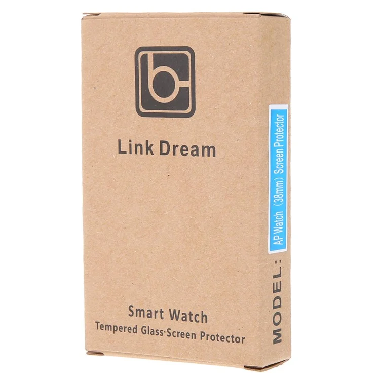 LINK DREAM 0.2mm Tempered Glass Screen Film for Apple Watch 38mm Full Coverage - Black