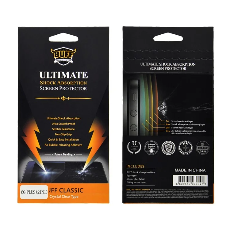 BUFF for iPhone 6 Plus / 6s Plus Ultimate Shock Absorption Front Screen Protector + Back Film