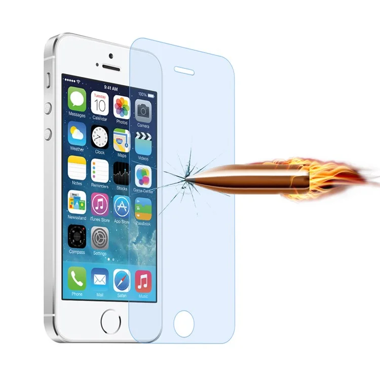 0.1mm Anti-blue-ray Tempered Glass Screen Protection Film for iPhone SE 5s 5 5c Arc Edge