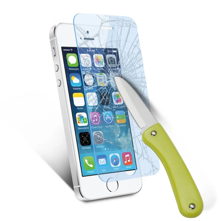 0.1mm Anti-blue-ray Tempered Glass Screen Protection Film for iPhone SE 5s 5 5c Arc Edge