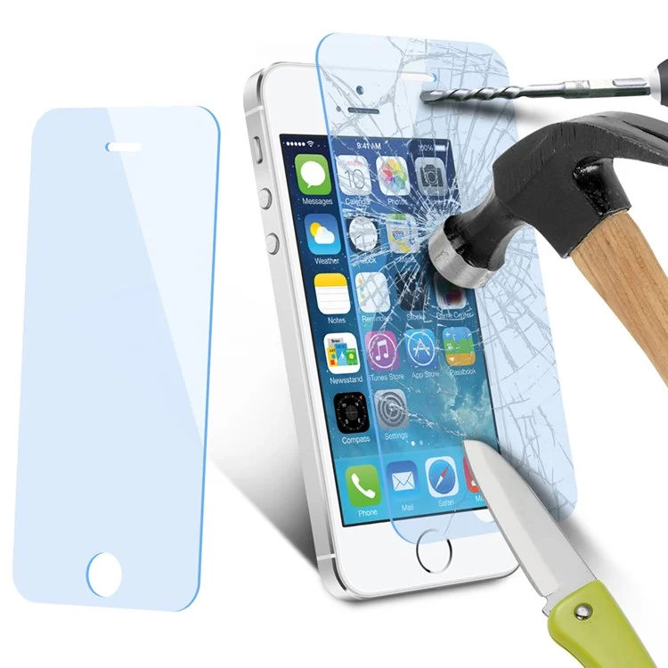0.1mm Anti-blue-ray Tempered Glass Screen Protection Film for iPhone SE 5s 5 5c Arc Edge
