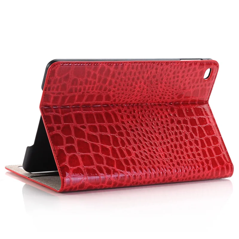 Crocodile Texture Leather Flip Case Card Holder for iPad mini 4 - Red